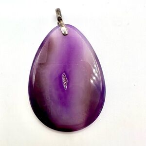 Purple Agate Slice Sterling Silver Pendant | N253